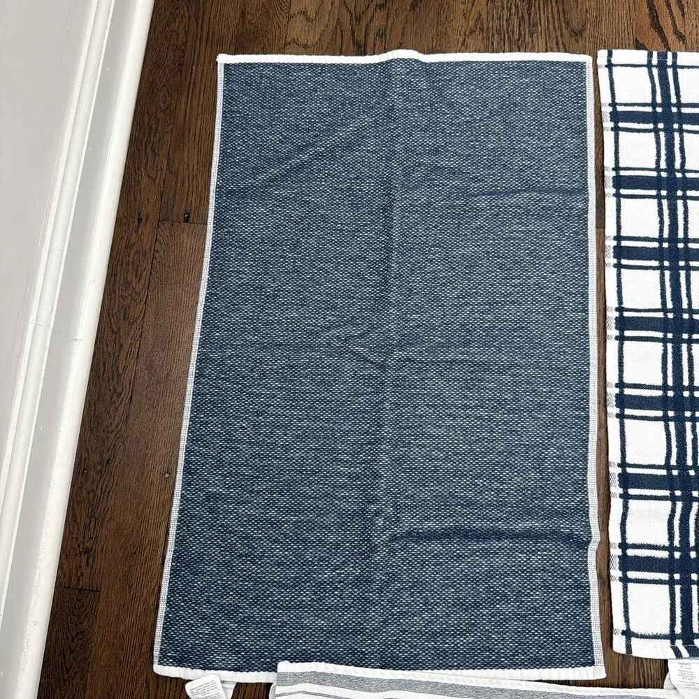 Williams Sonoma Navy Blue/White Cotton Dish Towels - 3 Pieces